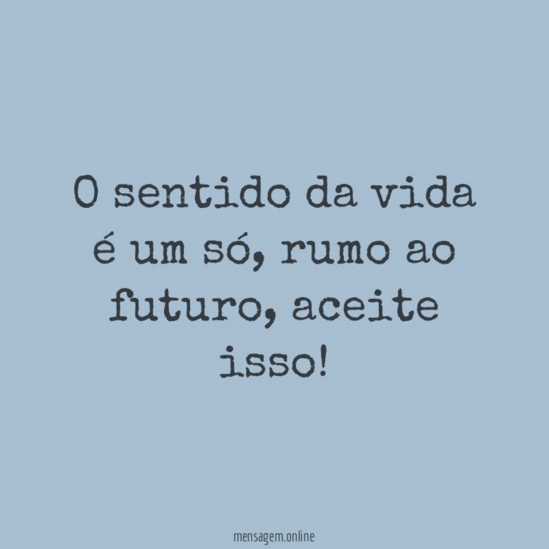 O sentido da vida é um só