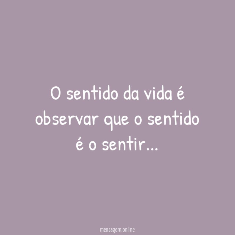 O sentido da vida é observar que o sentido é o sentir