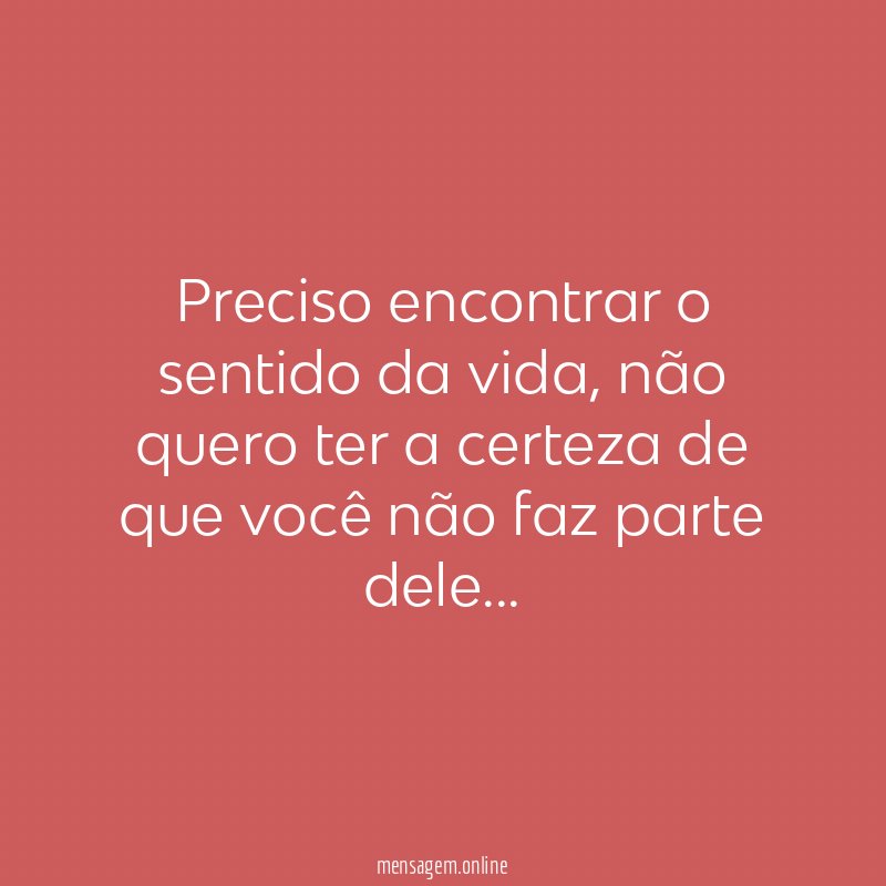 Preciso encontrar o sentido da vida