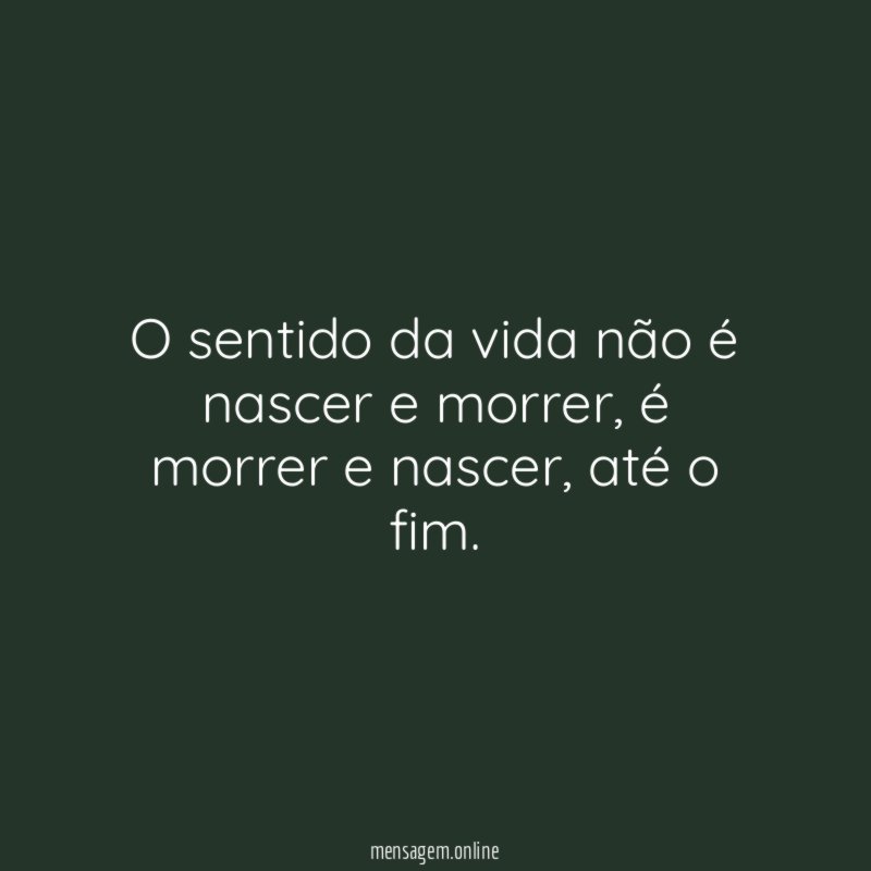 O sentido da vida não é nascer e morrer