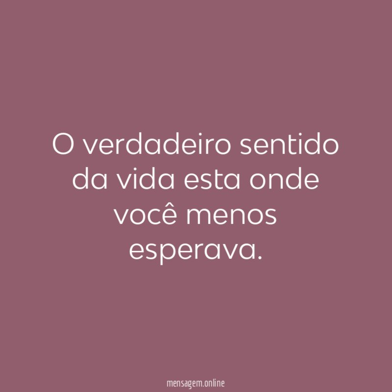 O verdadeiro sentido da vida esta onde você menos esperava