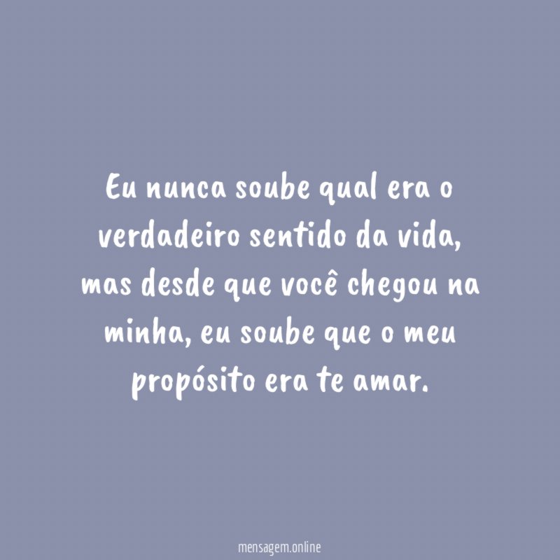 Eu nunca soube qual era o verdadeiro sentido da vida