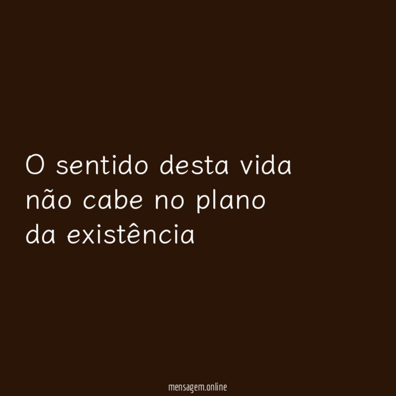 O sentido desta vida não cabe no plano da existência