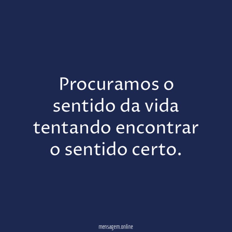 Procuramos o sentido da vida tentando encontrar o sentido certo