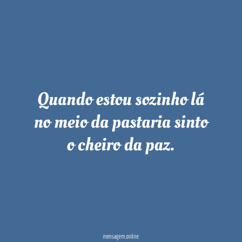 Quando estou sozinho lá no meio da pastaria