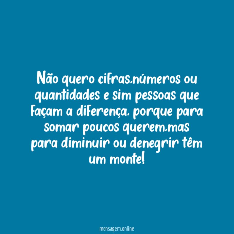 Não quero cifras