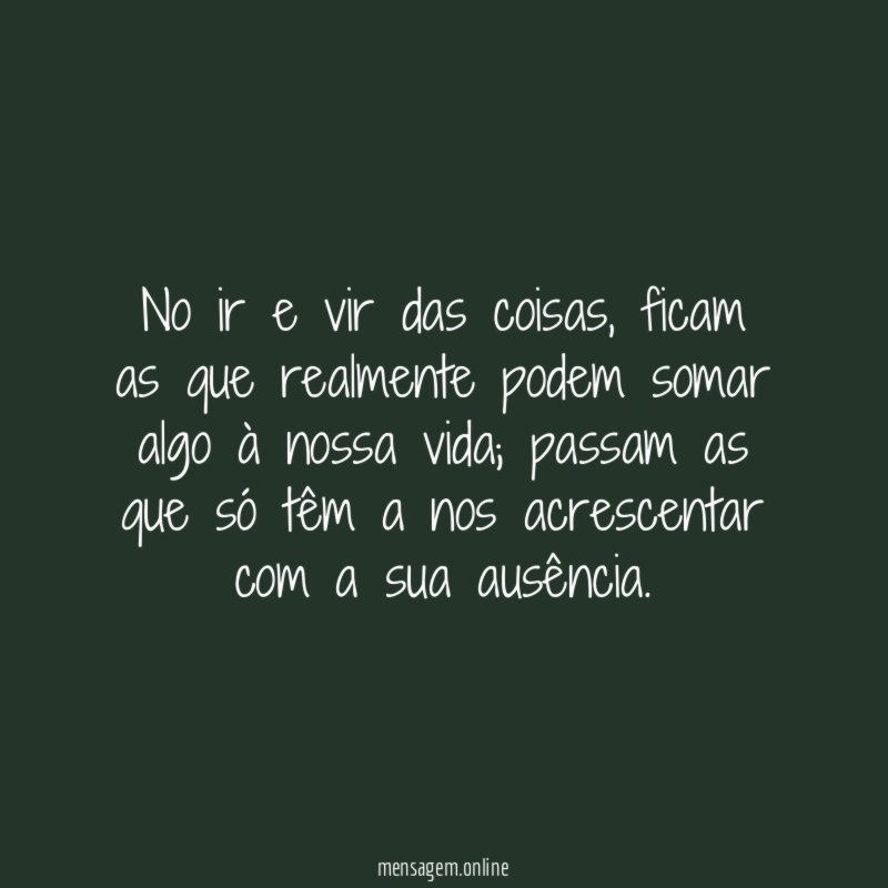 No ir e vir das coisas