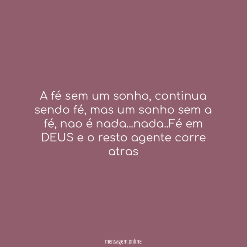 A fé sem um sonho