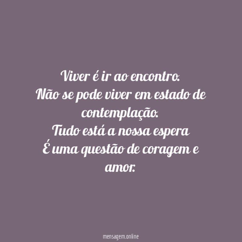 Viver é ir ao encontro