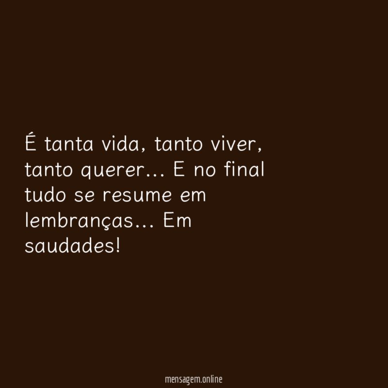 É tanta vida