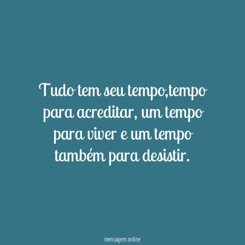 Tudo tem seu tempo