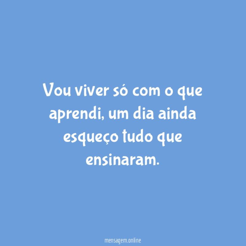 Vou viver só com o que aprendi