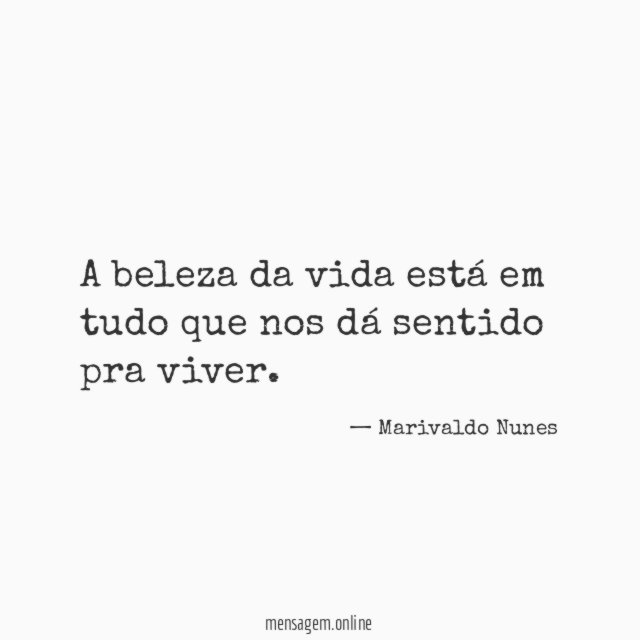 A beleza da vida está em tudo que