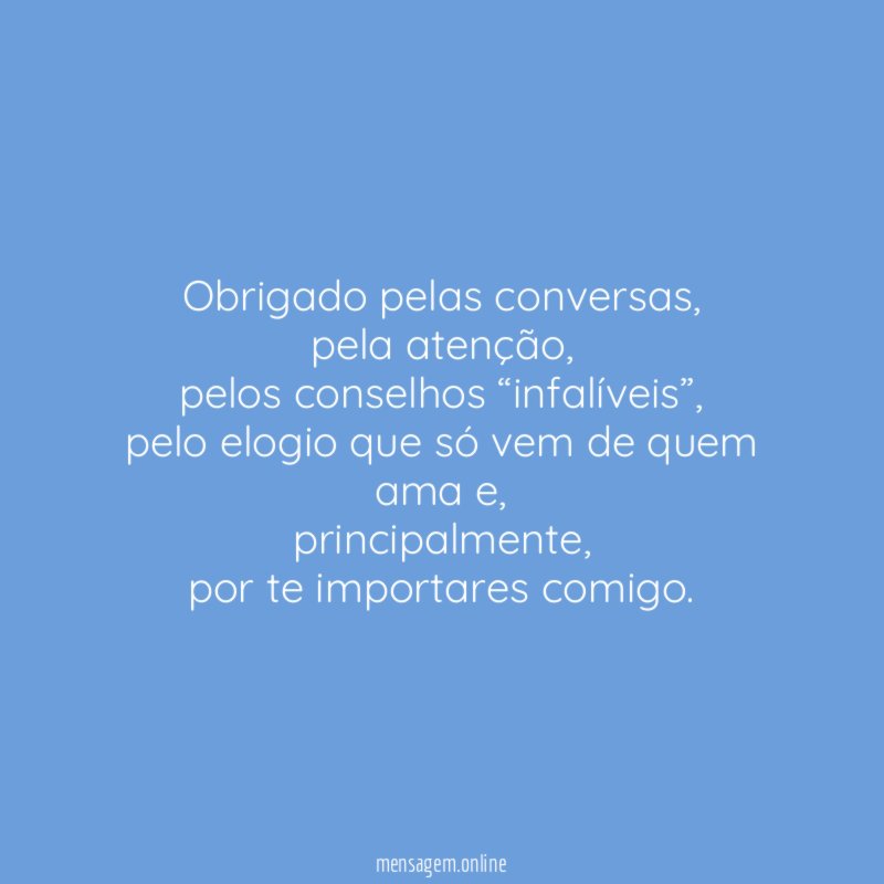 Obrigado pelas conversas