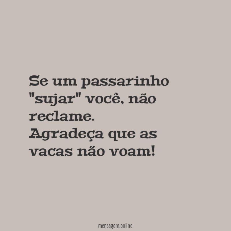 Se um passarinho "sujar" você