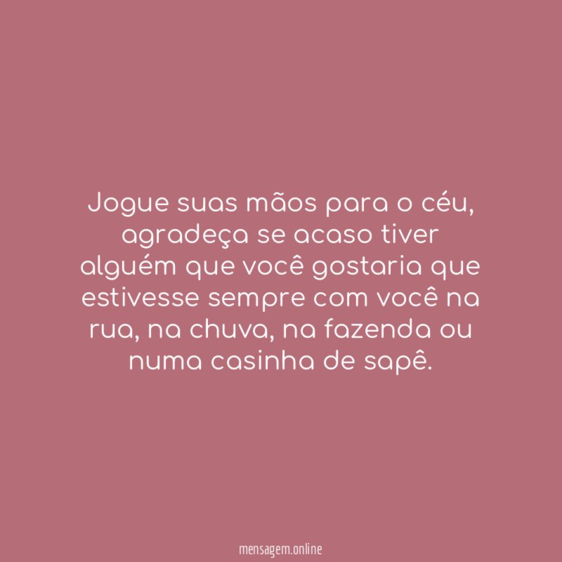 Jogue suas mãos para o céu
