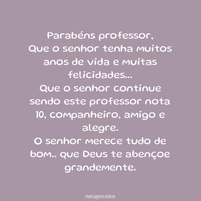 Parabéns professor