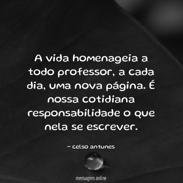A vida homenageia a todo professor