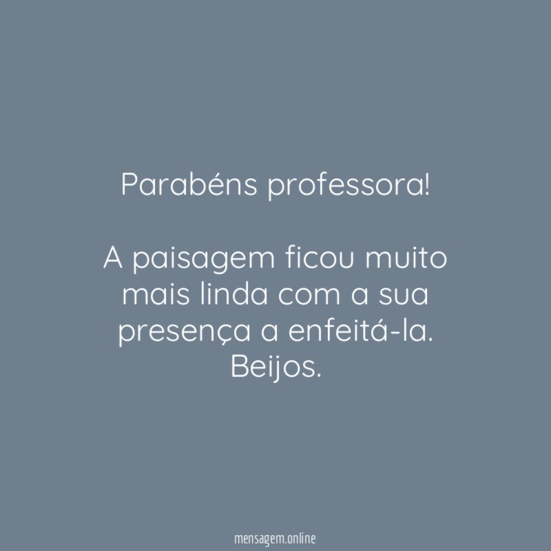 Parabéns professora