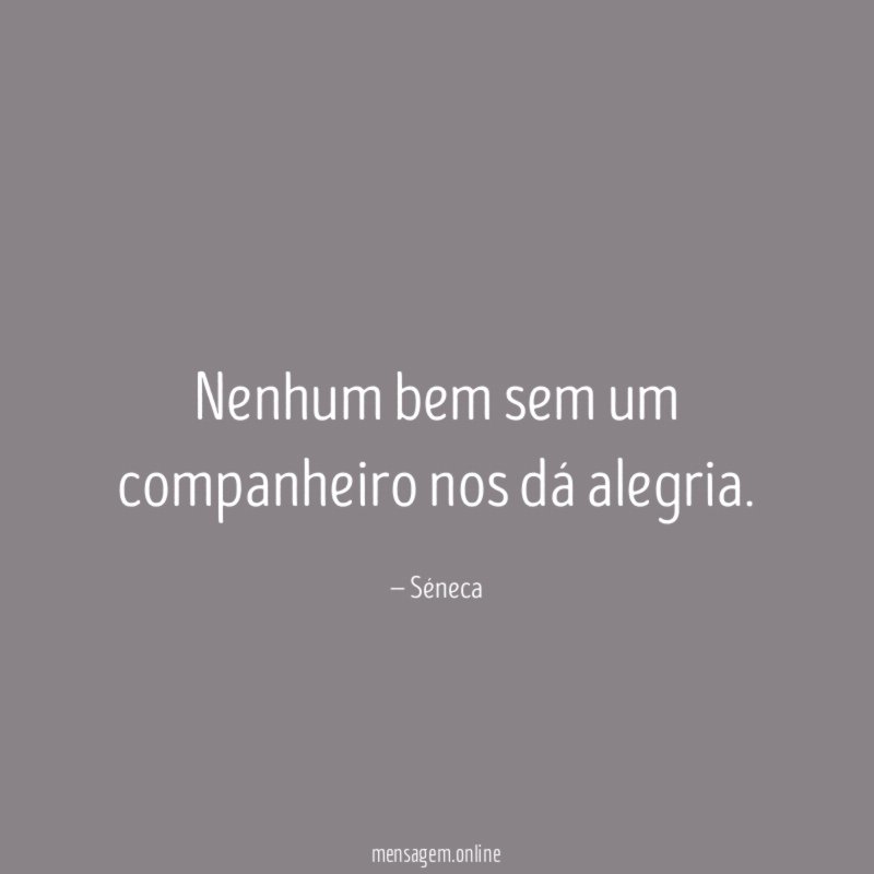 Nenhum bem sem um companheiro nos dá alegria
