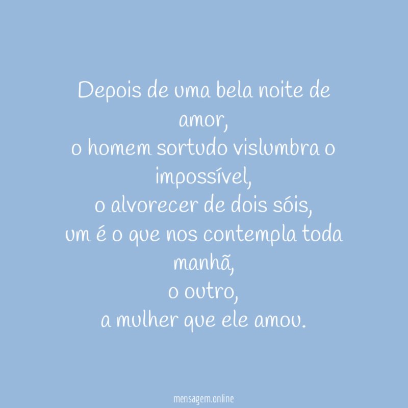 Depois de uma bela noite de amor