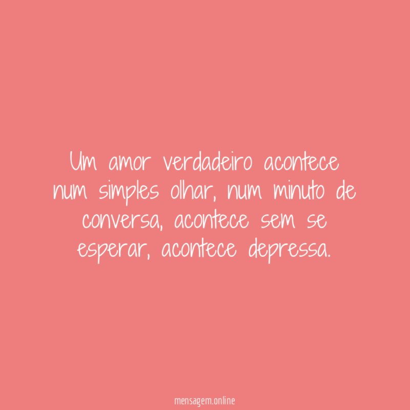 Um amor verdadeiro acontece num simples olhar