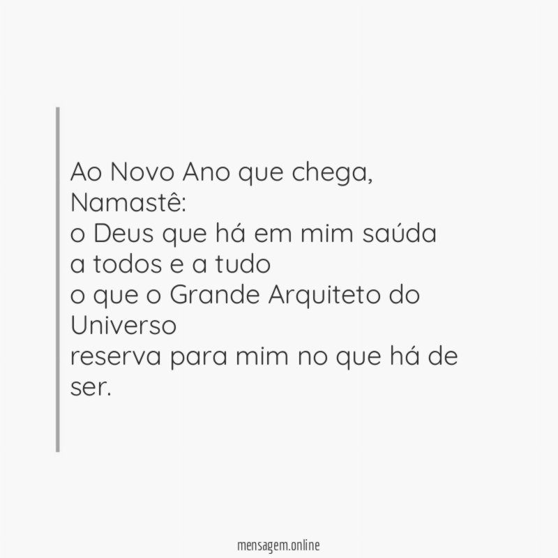 Ao Novo Ano que chega