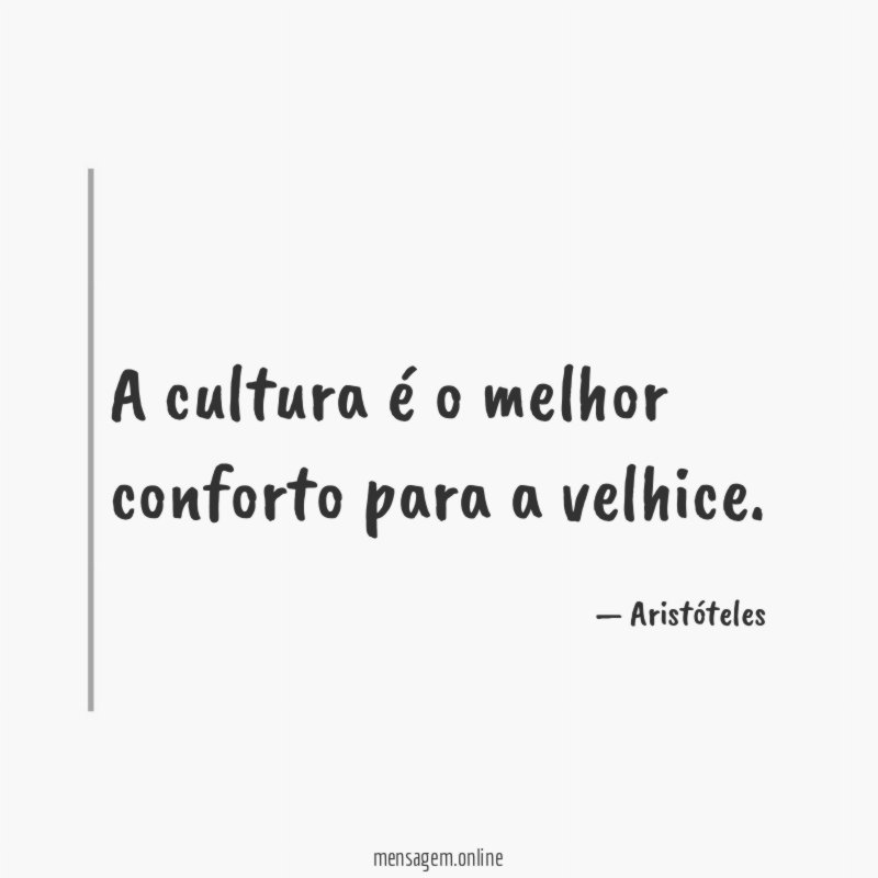 A cultura é o melhor conforto para a velhice