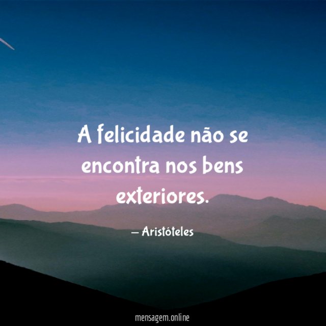 A felicidade não se encontra nos bens exteriores