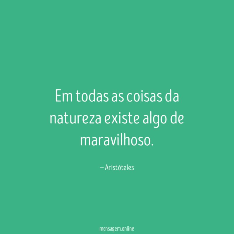 Em todas as coisas da natureza existe algo de maravilhoso
