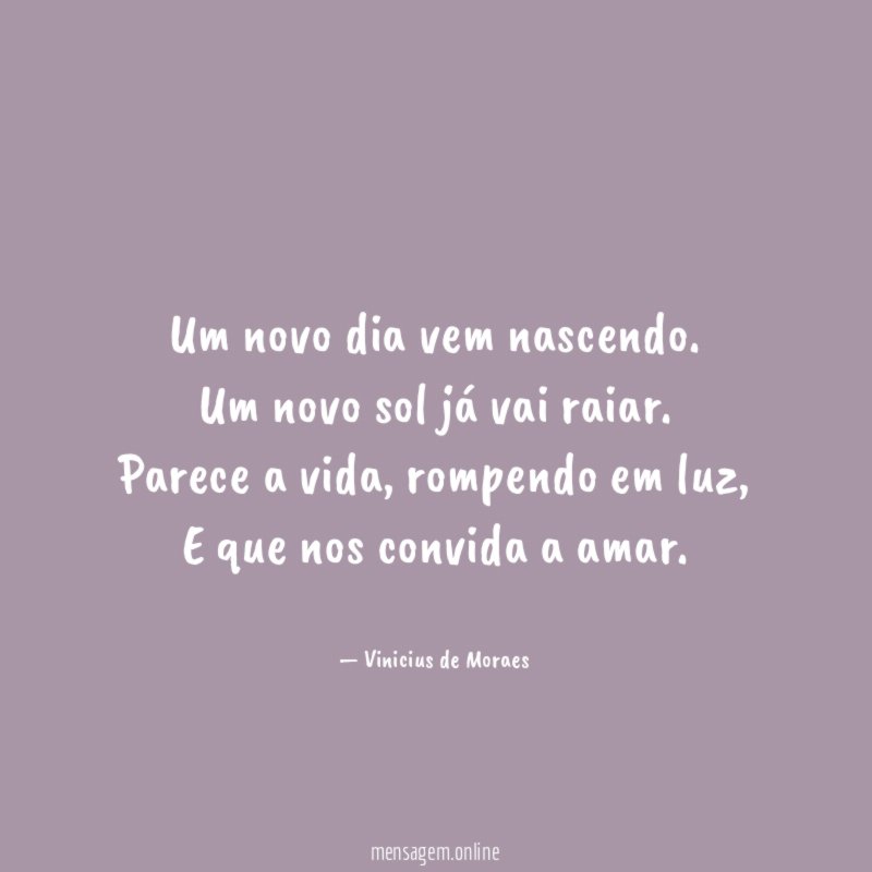 Um novo dia vem nascendo