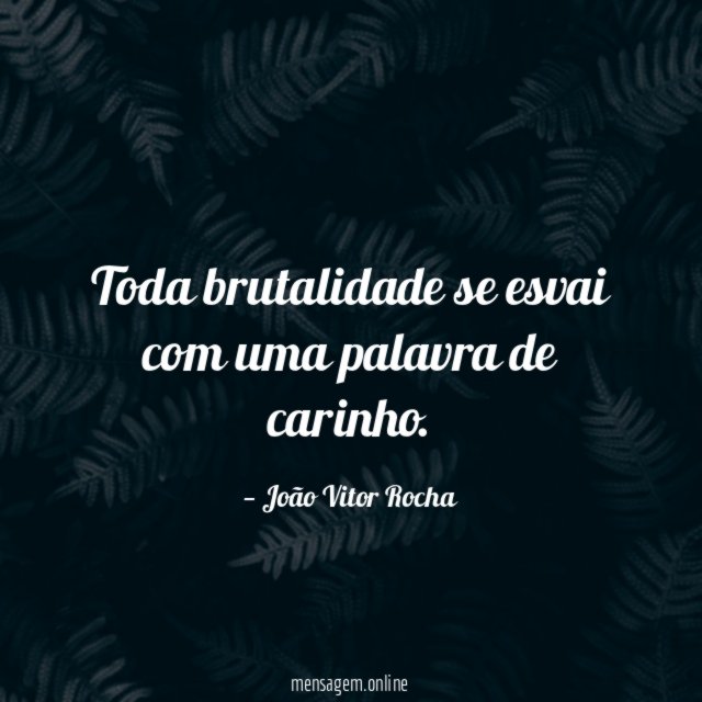 Toda brutalidade se esvai com uma palavra de carinho
