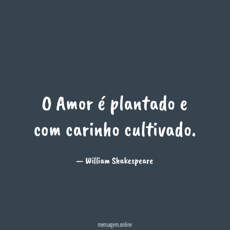O Amor é plantado e com carinho cultivado