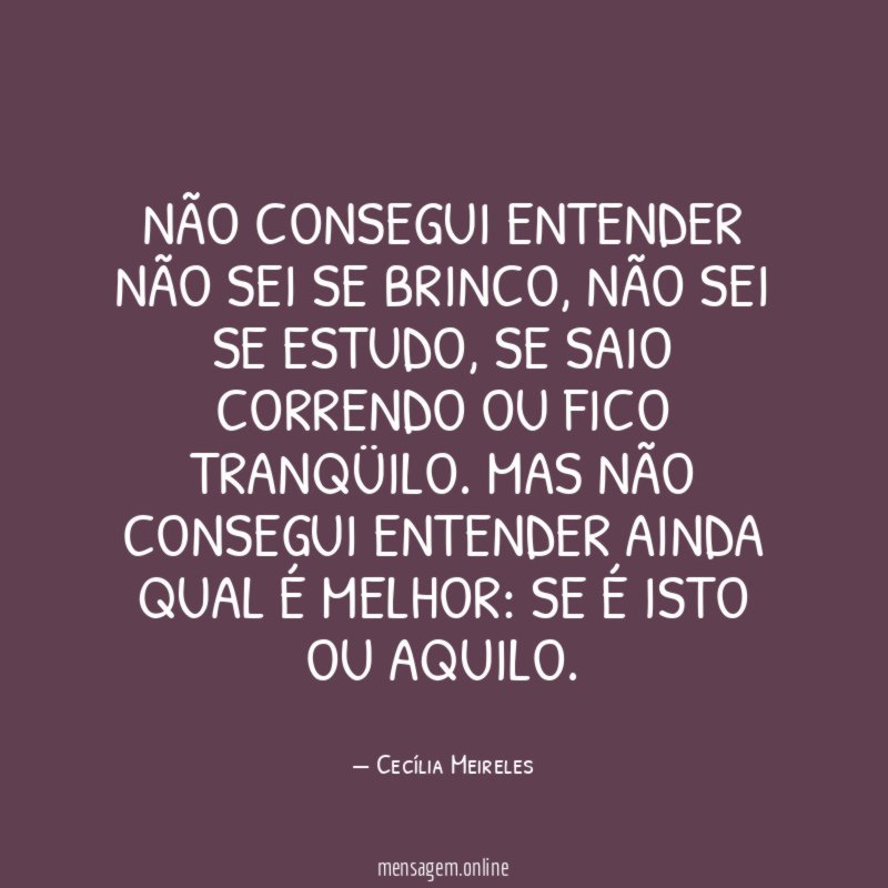 Não consegui entender