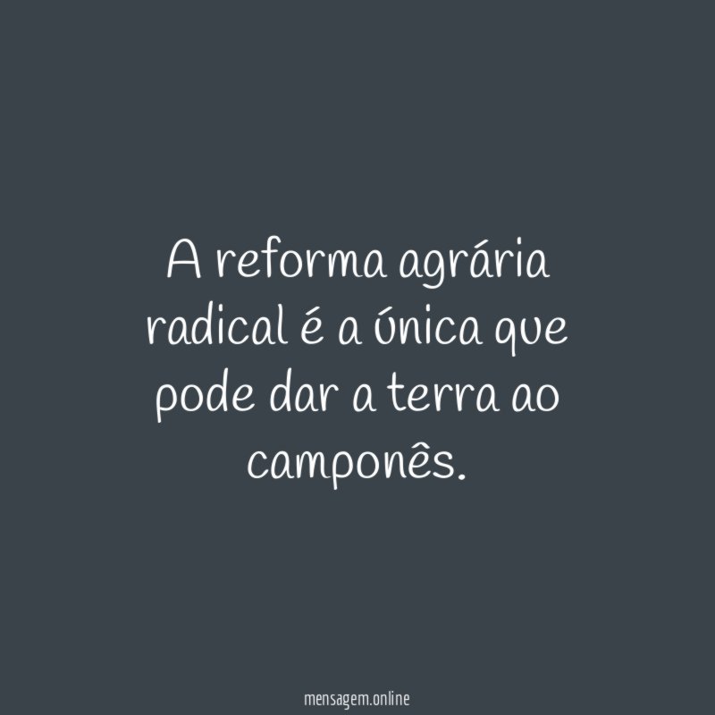A reforma agrária radical é a única que