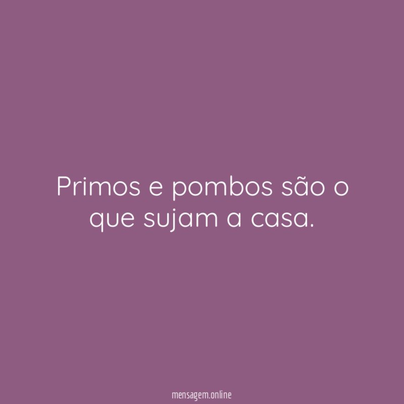 Primos e pombos são o que sujam a casa