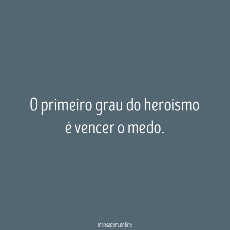 O primeiro grau do heroísmo é vencer o medo