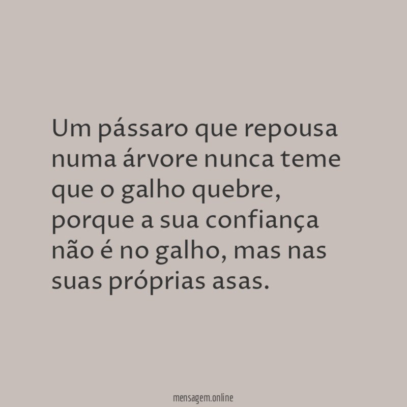 Um pássaro que repousa numa árvore nunca teme