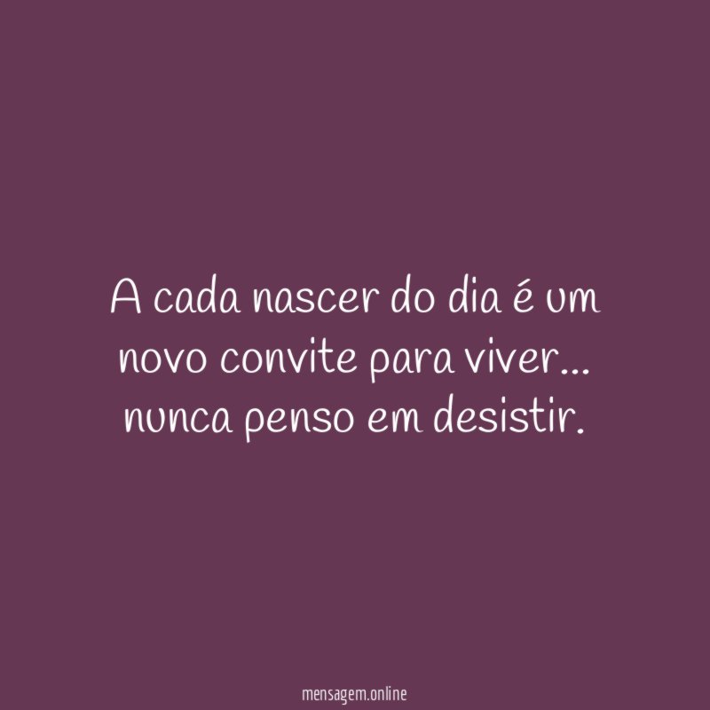 A cada nascer do dia é um novo convite para viver