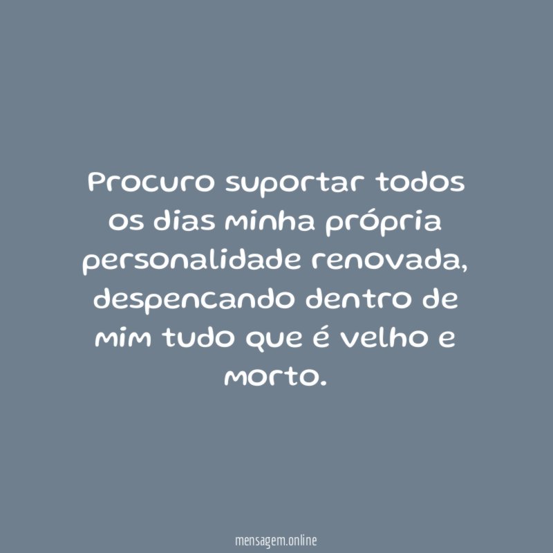 Procuro suportar todos os dias minha própria personalidade renovada