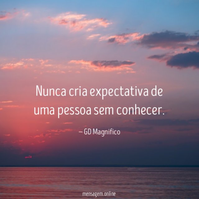 nunca cria expectativa de uma pessoa sem conhecer