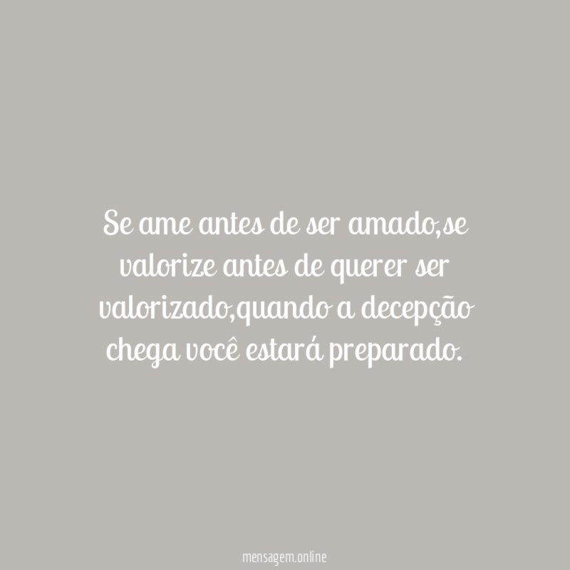 Se ame antes de ser amado