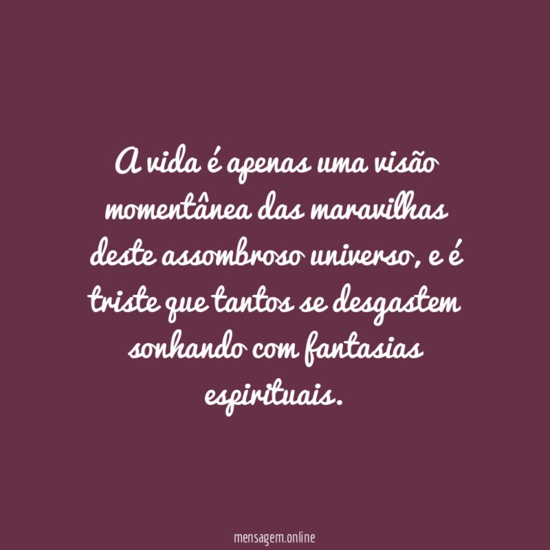 A vida é apenas uma visão momentânea das
