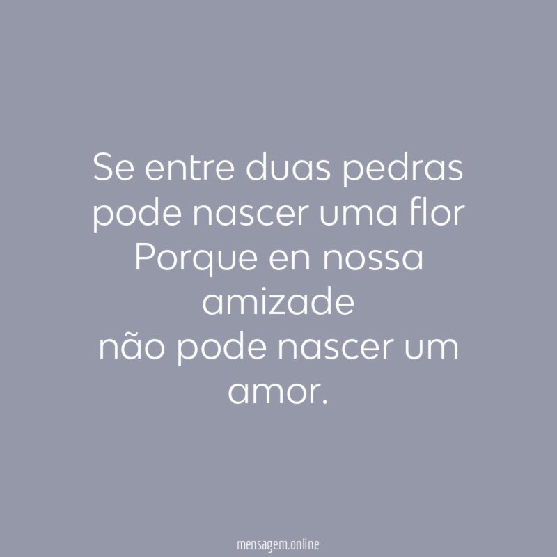 Se entre duas pedras pode nascer uma flor Porque en