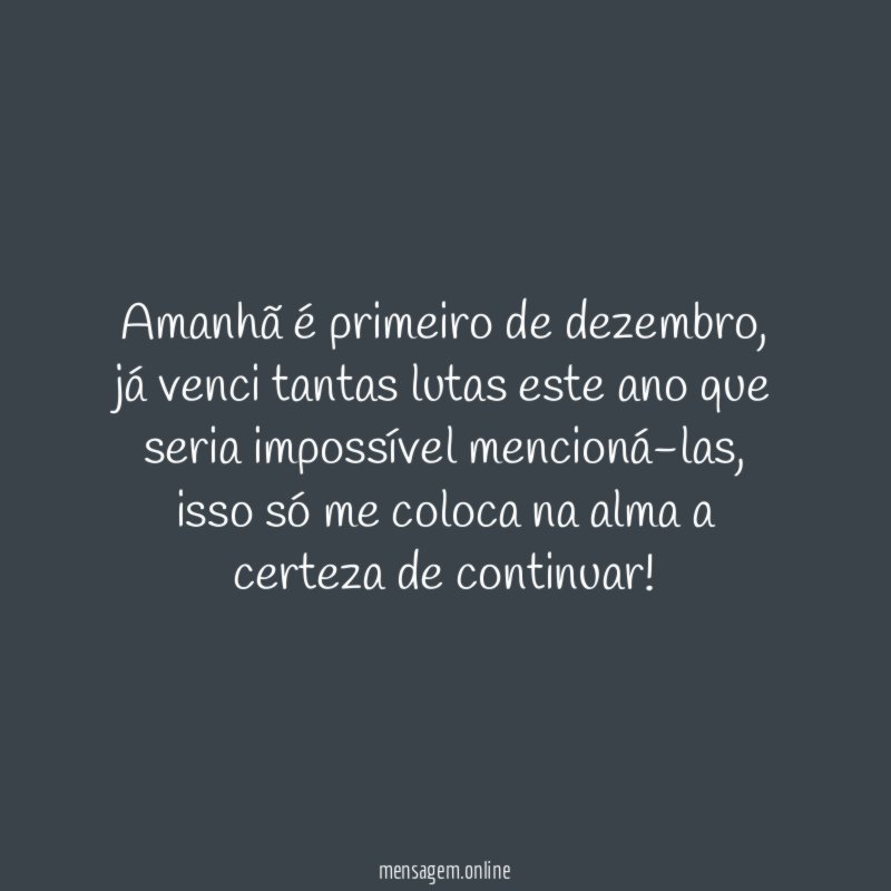 Amanhã é primeiro de dezembro