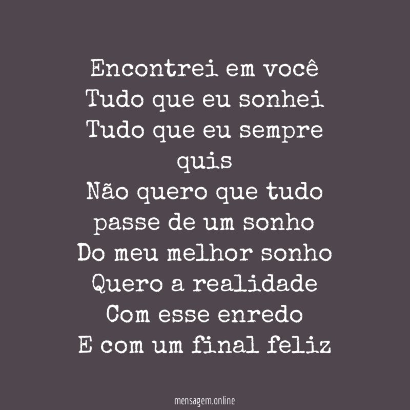 Encontrei em você Tudo que eu sonhei Tudo que eu