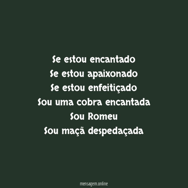 Se estou encantado
Se estou apaixonado
Se estou enfeitiçado