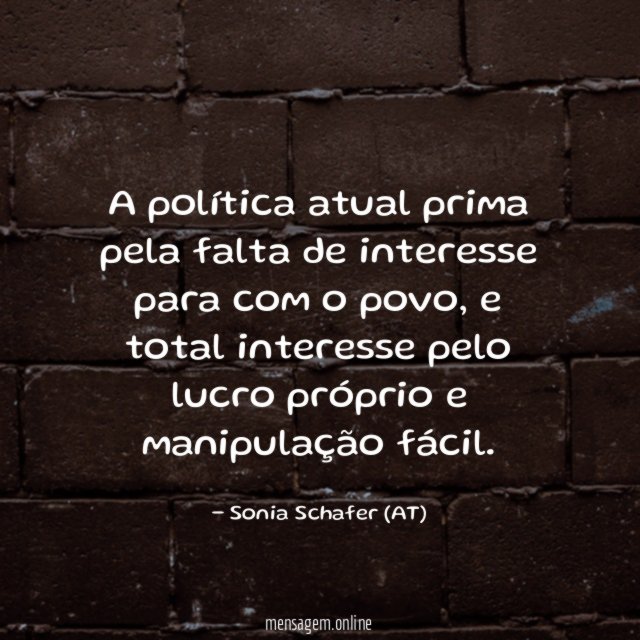 A política atual prima pela falta de interesse