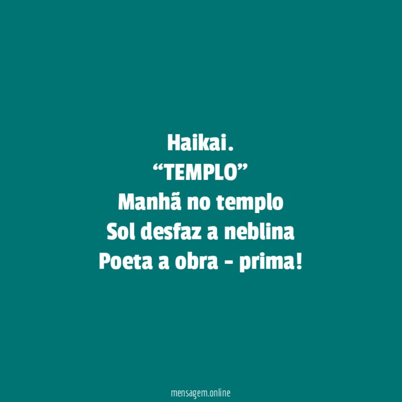 Haikai. “TEMPLO”