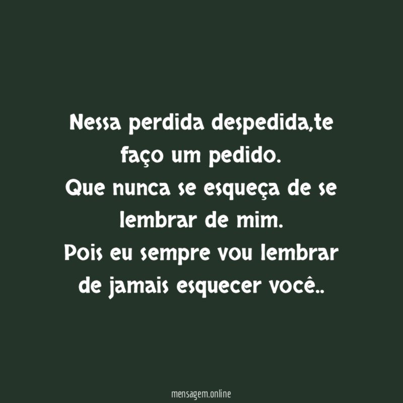 Nessa perdida despedida